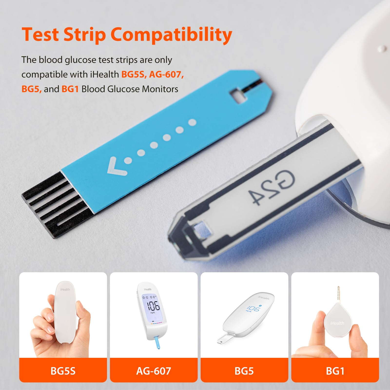 iHealth test strips showing fast five-second readout for quick checks.