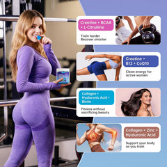 Glass bottle of IIEltruiom Creatine Gummies in a premium fitness setting.