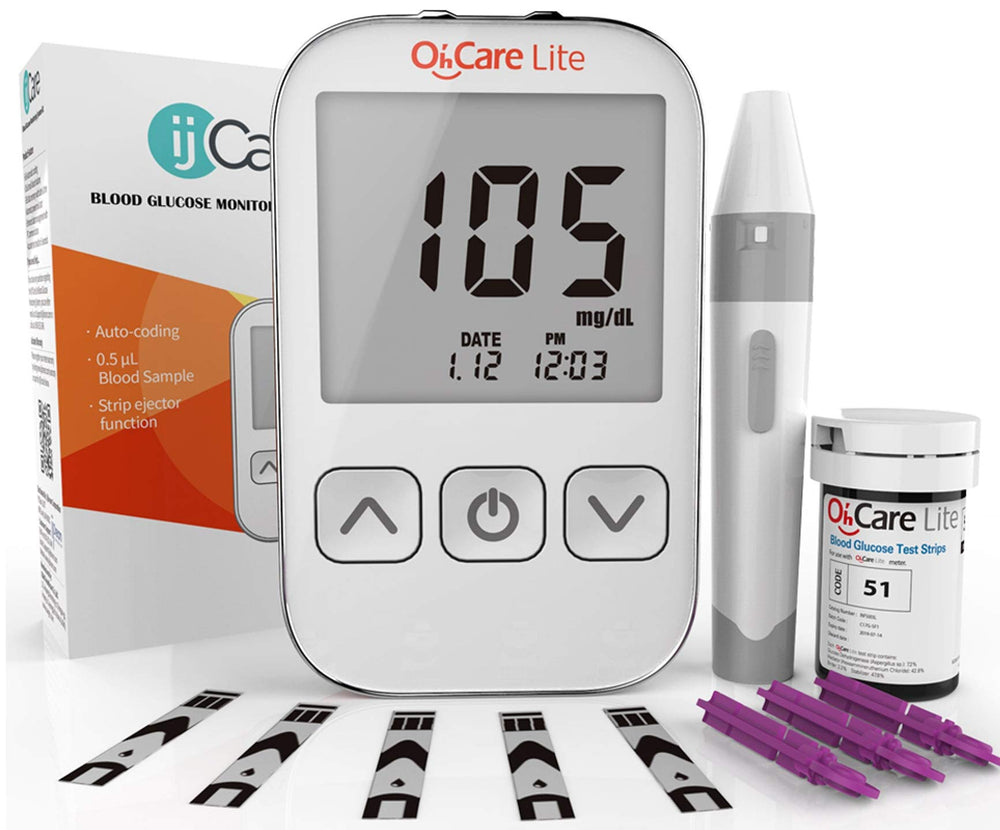 ijCare Oh’Care Lite glucose meter delivering quick, accurate readings for daily monitoring.