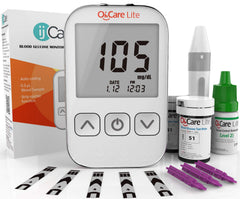 ijCare Oh’Care Lite meter display showing a quick glucose reading for easy tracking