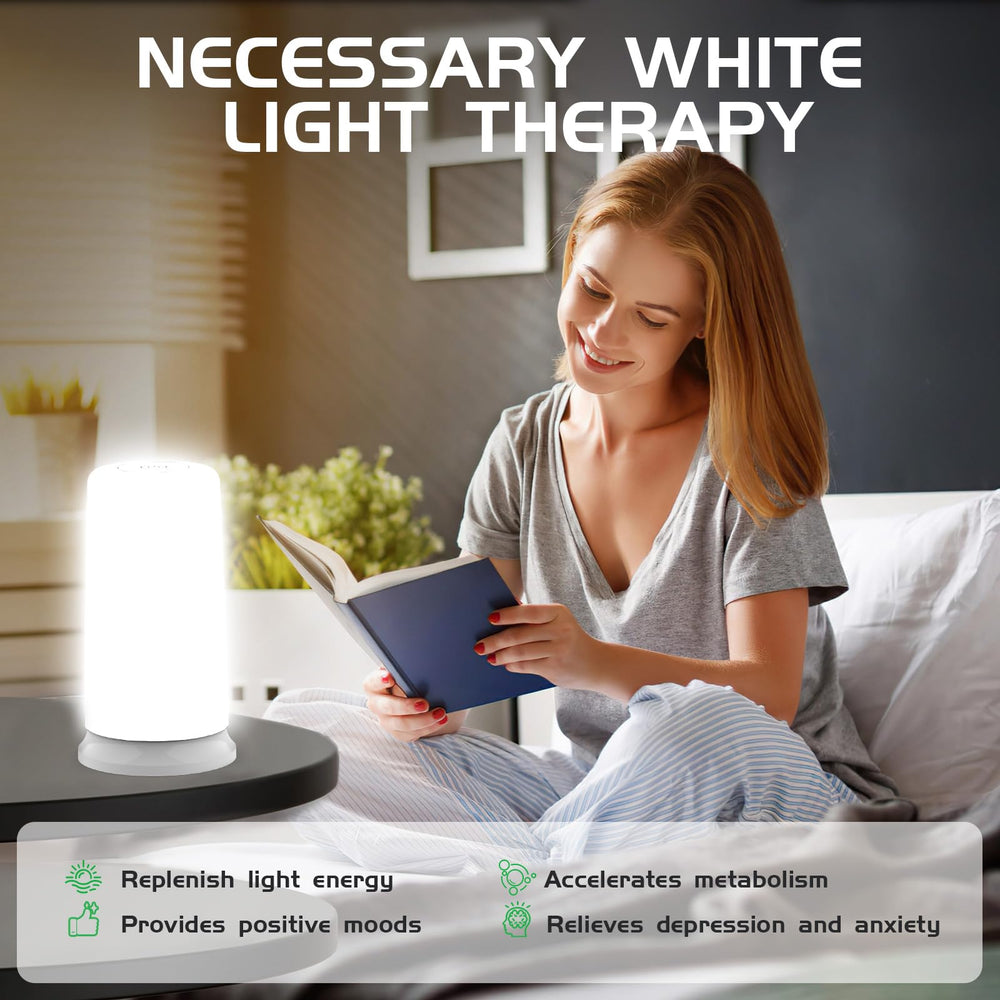 ikeener Green Light Therapy Lamp emitting 3000K warm white glow to lift mood and focus