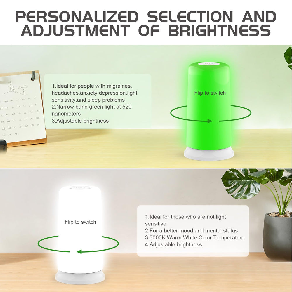 ikeener Green Light Therapy Lamp portable and cordless for wellness on the go