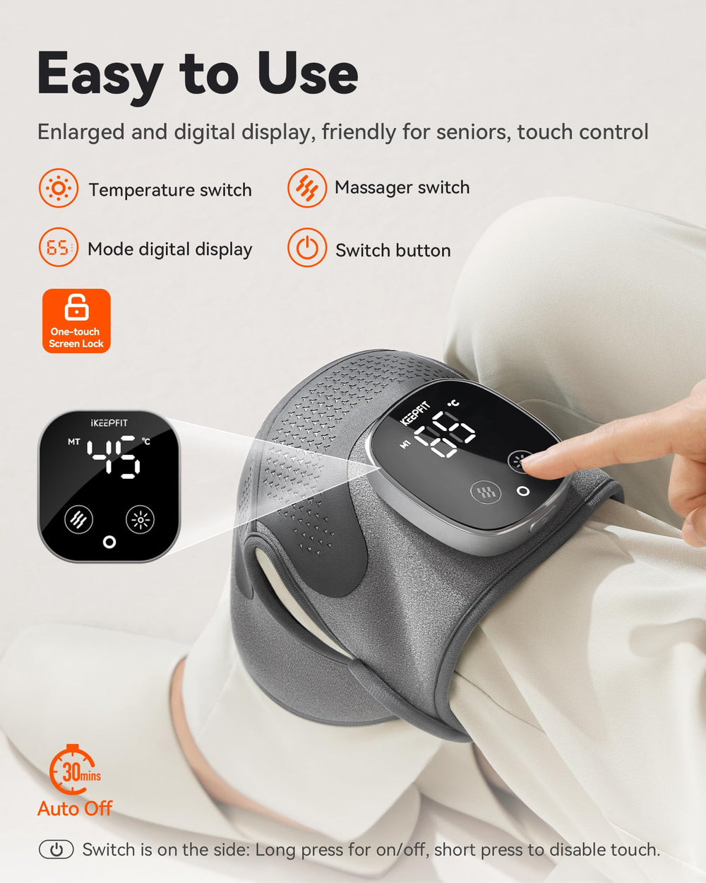 IKEEPFIT knee massager has adjustable straps for a secure ergonomic fit.