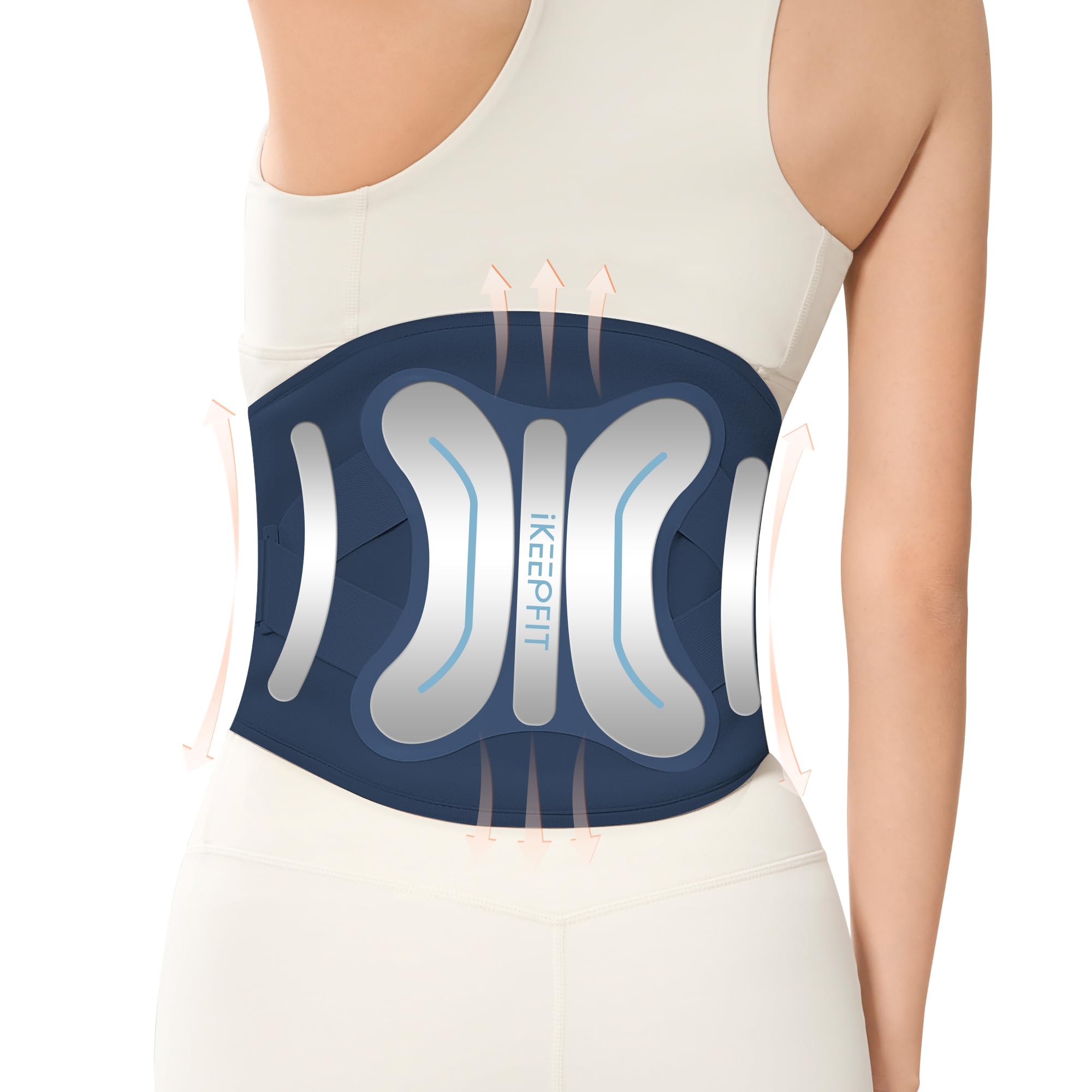 IKEEPFIT MAXwarm 4.0 cordless back brace worn for targeted lumbar support.