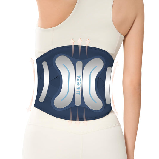 IKEEPFIT MAXwarm 4.0 cordless back brace worn for targeted lumbar support.