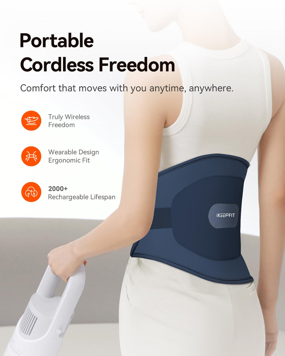 IKEEPFIT MAXwarm mode with vibration activates as a back massager.