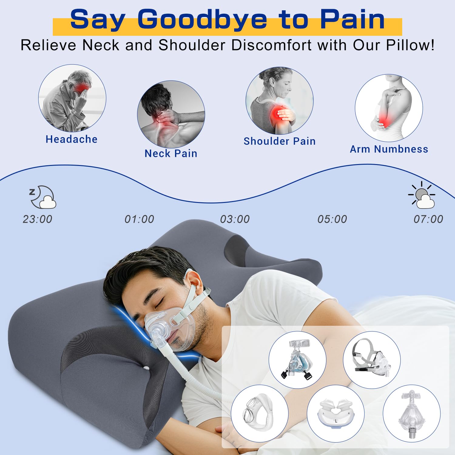 IKSTAR CPAP pillow removable 2cm insert for customizable height