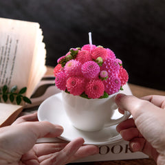 iLikePar Dahlia Bouquet Candle side view, ideal for gifting and home ambiance