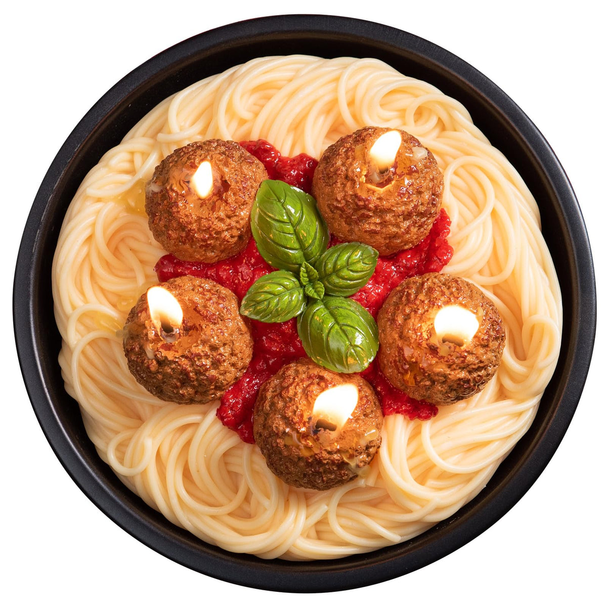 ilikepar meatball spaghetti candle closeup shows realistic texture for home decor.