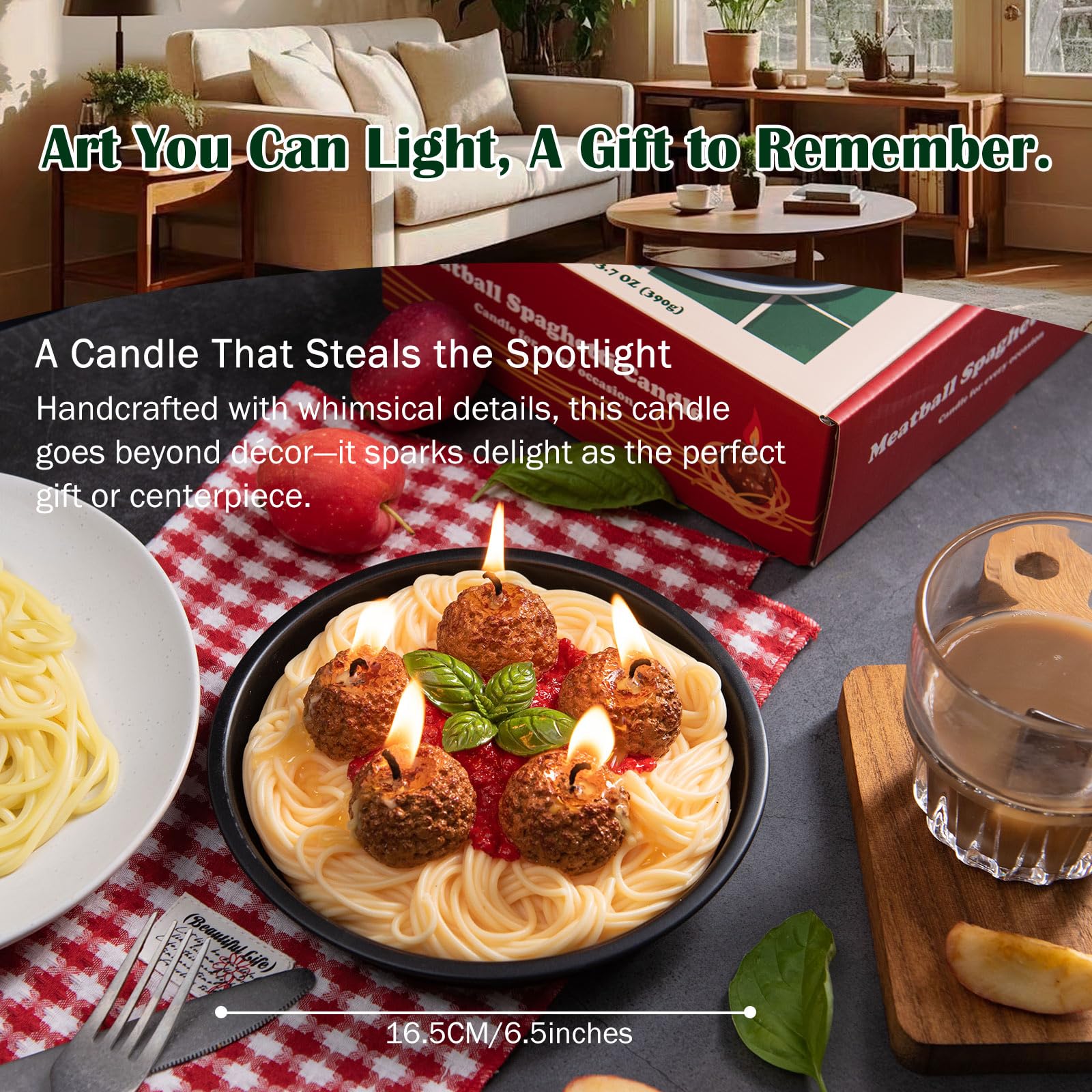 ilikepar meatball spaghetti candle desk display suggests ambient lighting.