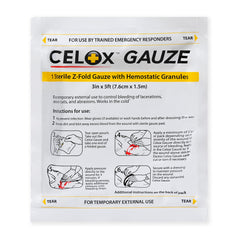 ILIOS Celox Gauze Z-Fold for bleeding control, compact and easy to use in emergencies.