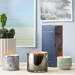 Illume Citrus Crush diffuser setup with reeds in a modern living space.