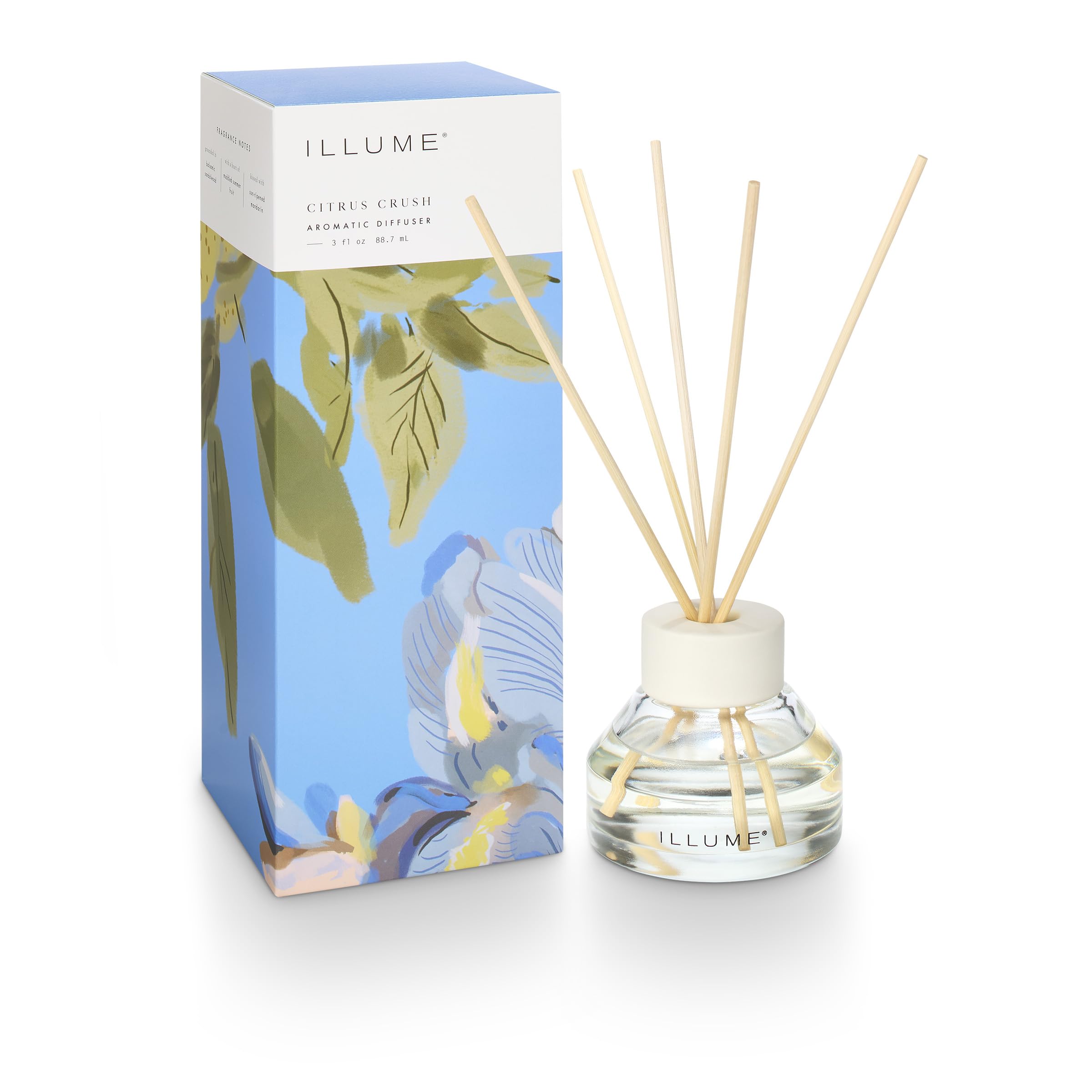 Illume Citrus Crush diffuser reeds arranged for even scent dispersion.