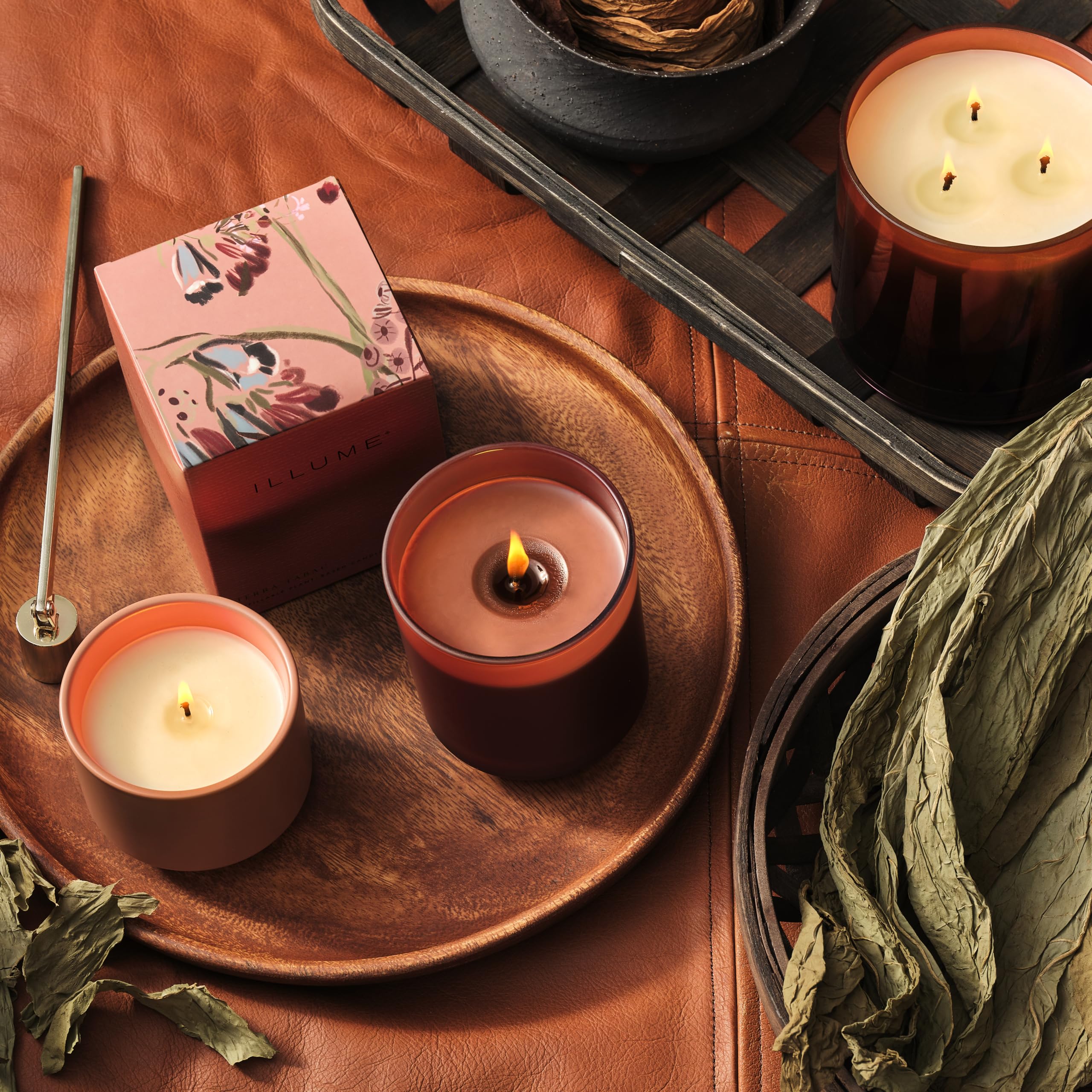 Illume Terra Tabac packaging variation suggests premium presentation options