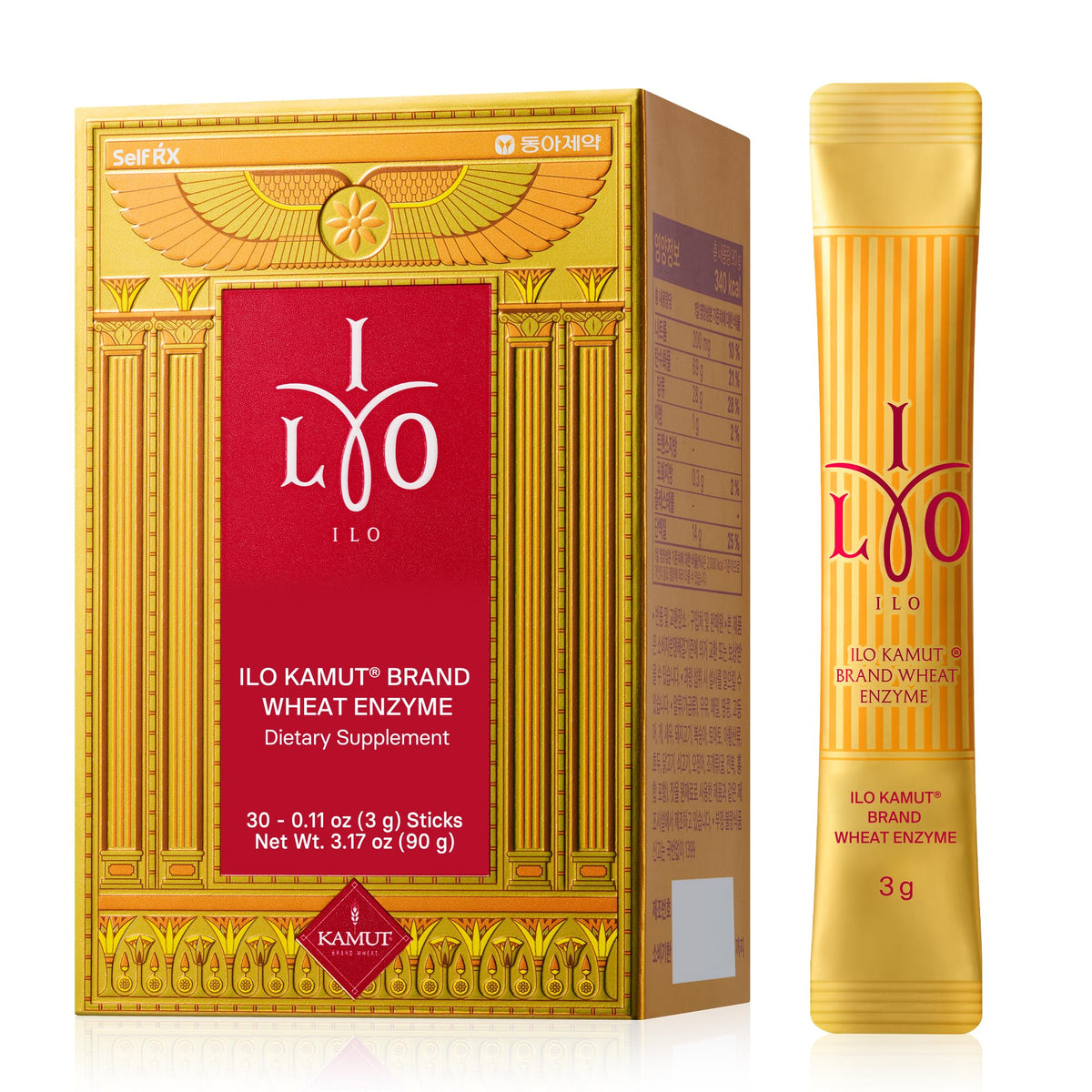 ILO Kamut Enzyme Complex bottle label, ideal for a daily post-meal ritual.