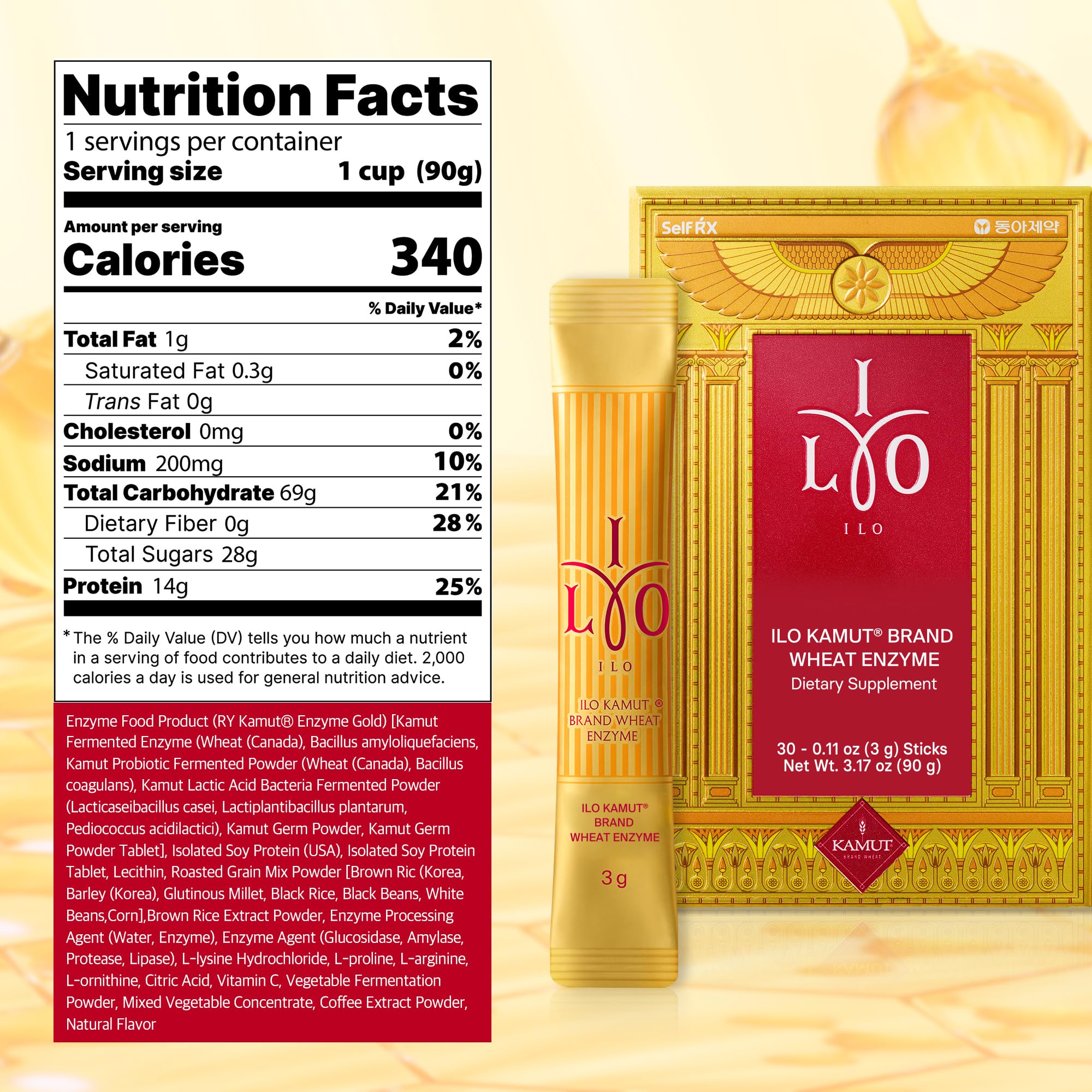 ILO Kamut Enzyme Complex cinnamon cayenne pepper, spicy botanicals for warmth.