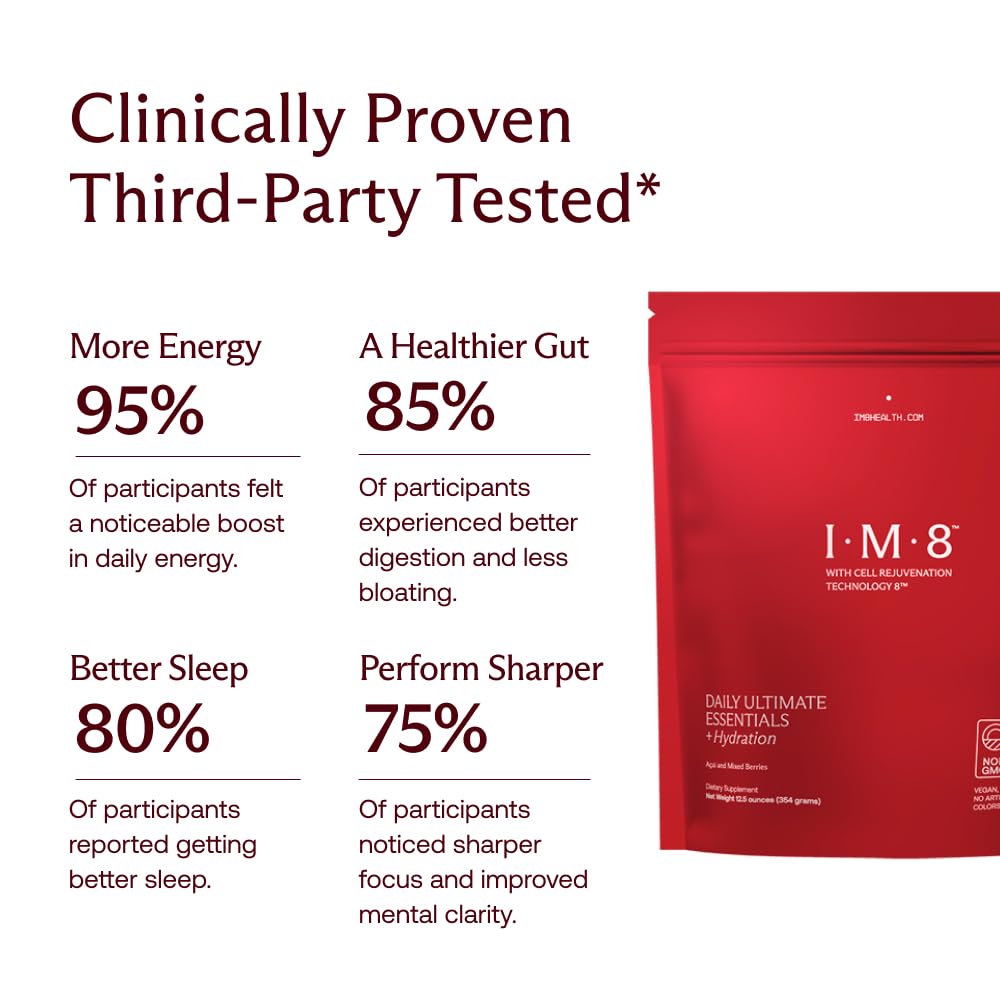 IM8 ingredient label close-up showing CoQ10 and MSM