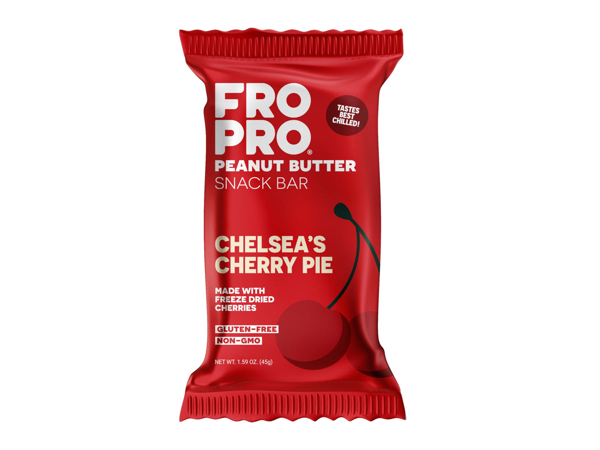 FRO PRO Chelsea's Cherry Pie Peanut Butter Snack Bar — Gluten Free, Dairy Free, Soy Free, Non-GMO, Plant-Based Protein (12 Pack)