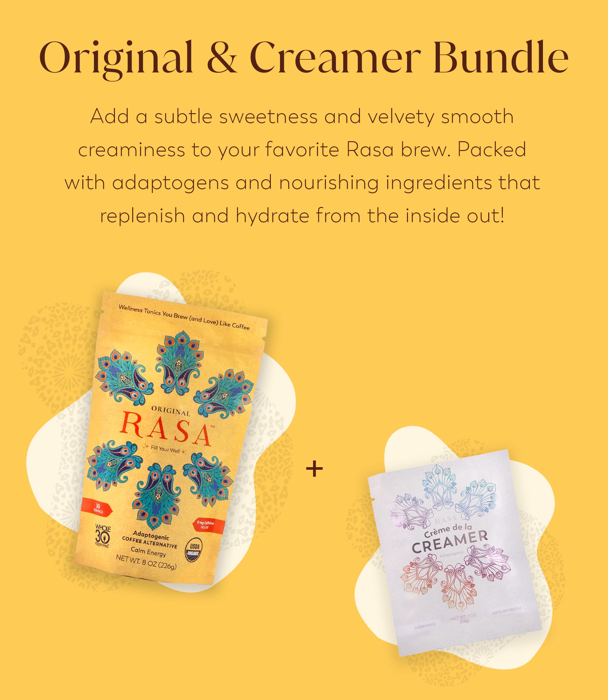 Rasa Koffee Original Adaptogenic Coffee Alternative & Creamer Bundle | Vegan, Keto, Whole30 • 30 Servings