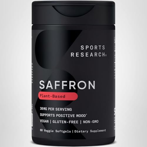 Sports Research Pure Saffron Supplement 30 mg – Mood & Stress Support (Affron) – Vegan
