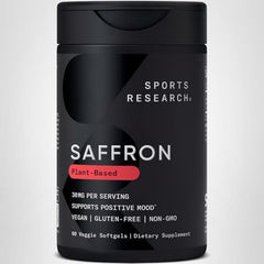 Sports Research Pure Saffron Supplement 30 mg – Mood & Stress Support (Affron) – Vegan
