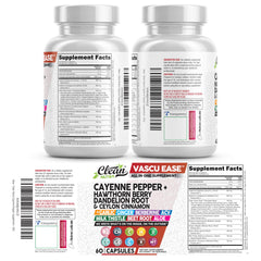 Clean Nutra Vascu Ease Cayenne Pepper Capsules – Hawthorn Berry & Beetroot for Digestive & Immune Support