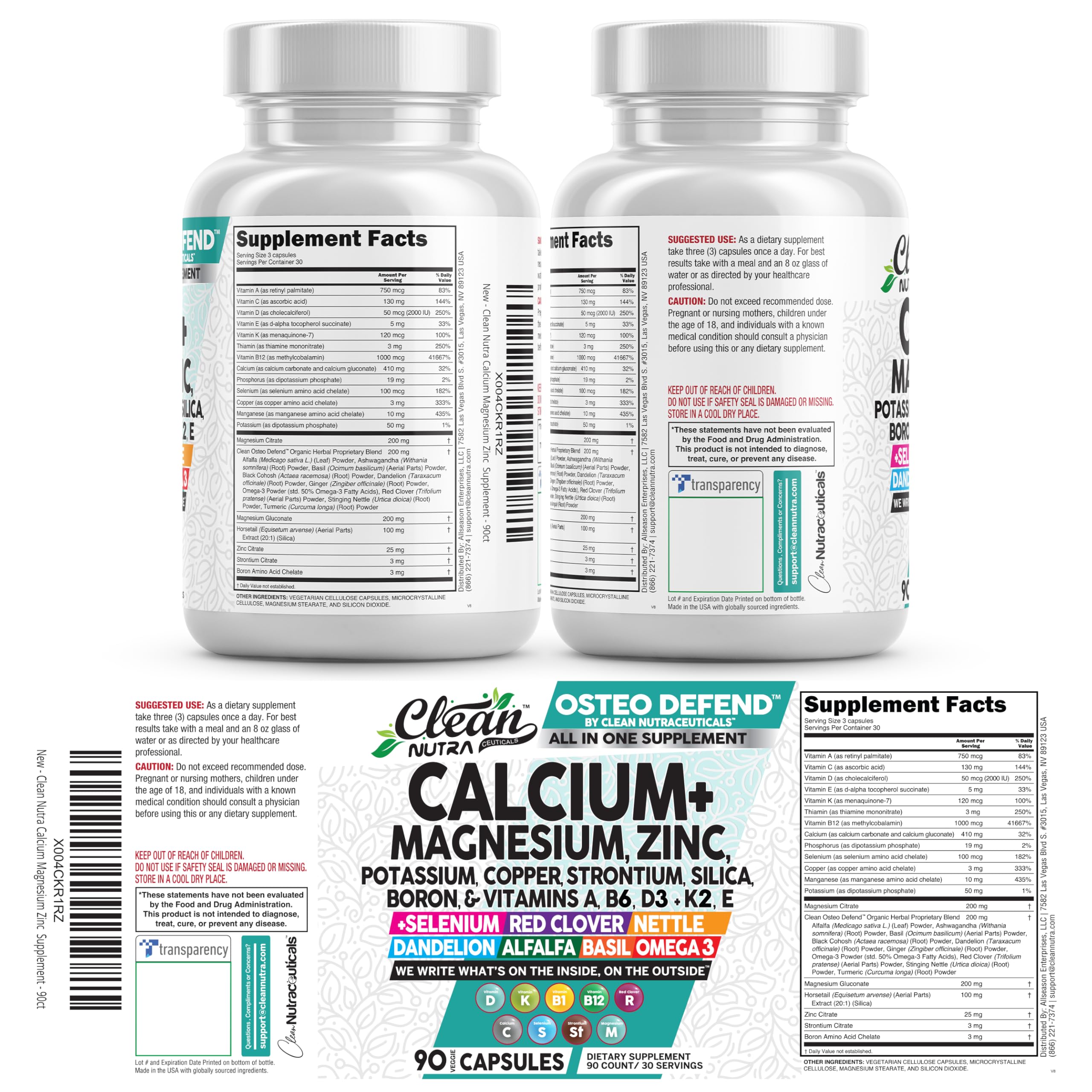Osteo Defend: All-in-One Calcium Mg Zn Supplement | Clean Nutraceuticals