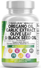 Clean Nutra Oregano Oil with Garlic & Olive Leaf – All-in-One Immune Support Capsules (Vitamin D3, Zinc, Elderberry)