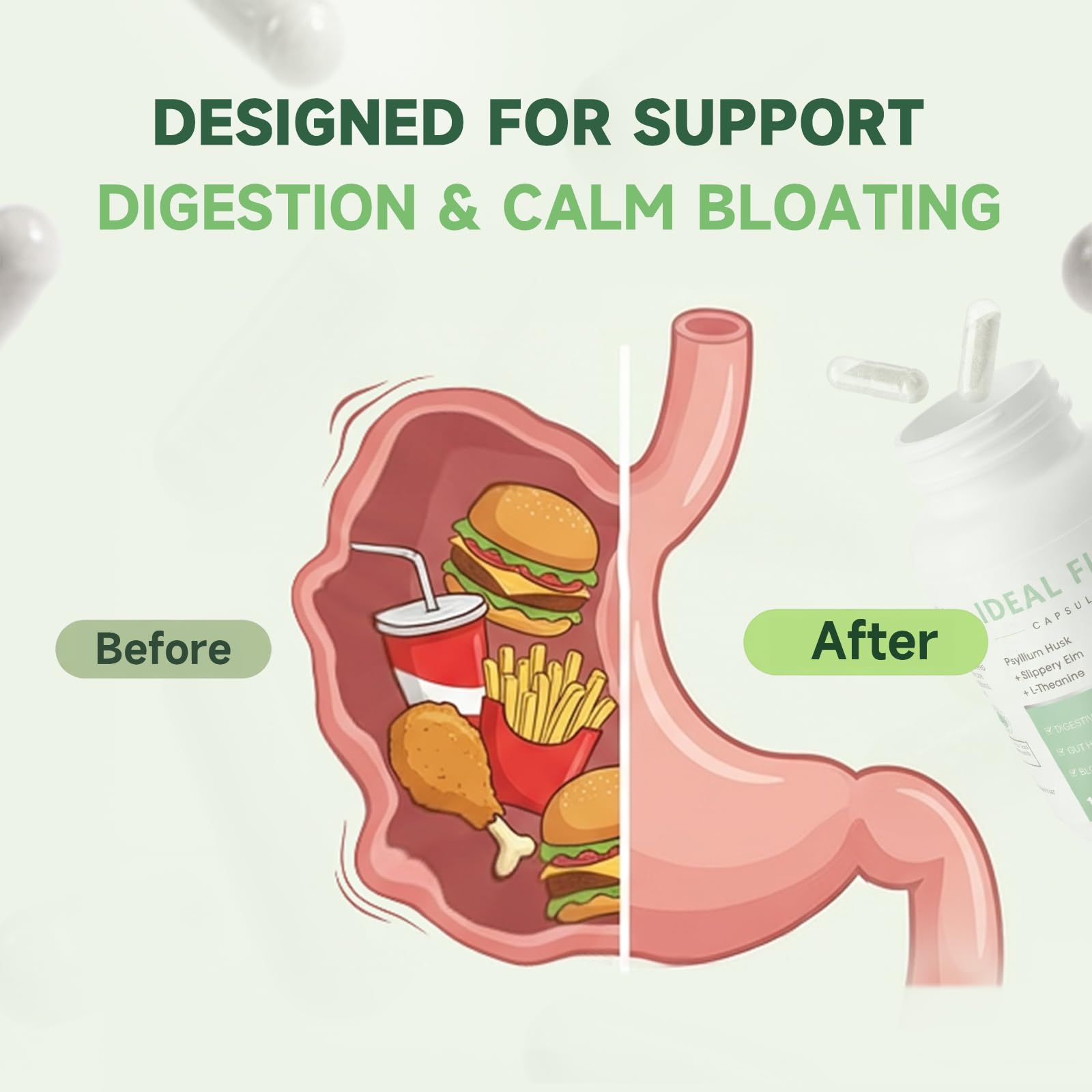iMATCHME capsules feature konjac powder for gentle fiber support.