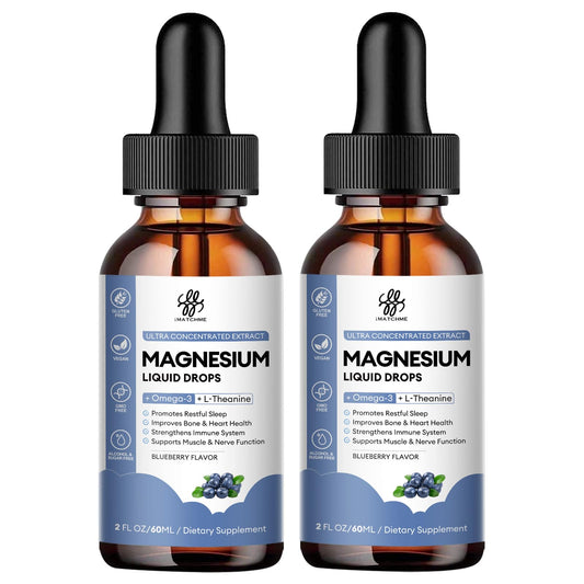 iMATCHME magnesium liquid bottle pours to show easy dosing for calm and sleep support.