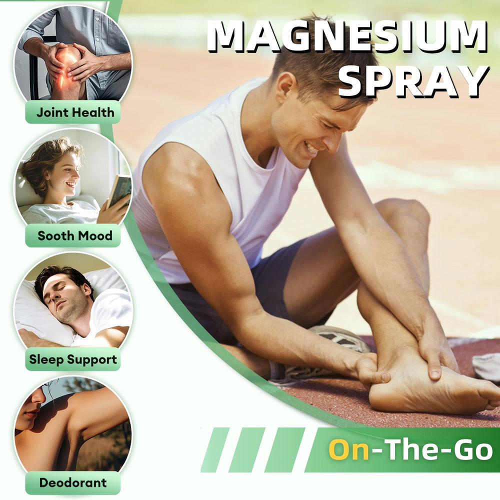 iMATCHME magnesium-oil-spray applied to skin for quick absorption.
