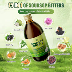 iMATCHME Soursop Bitters label closeup shows pure herbal blend.