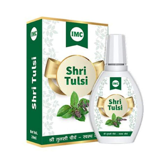 IMC Shri Tulsi Drop bottle for a convenient daily herbal ritual.