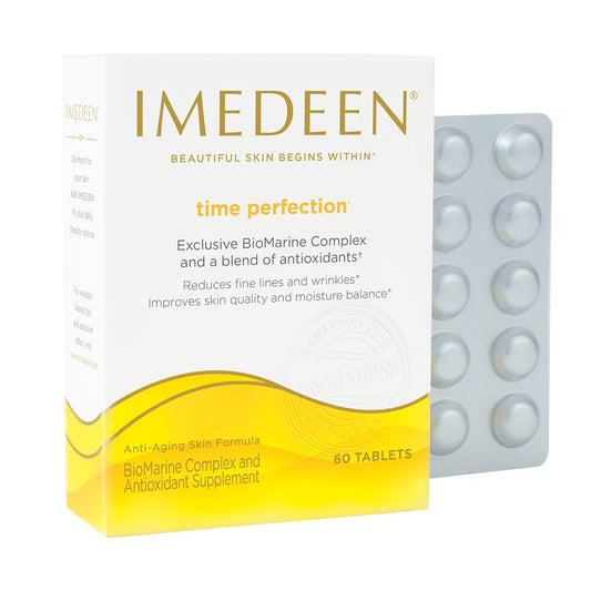 Imedeen Time Perfection capsules shown for easy daily use and skincare support