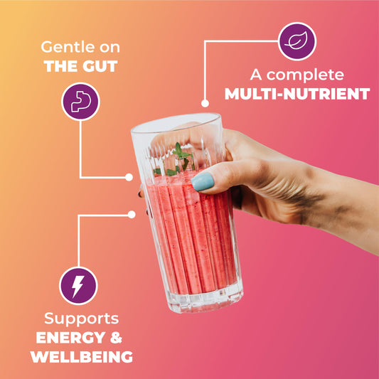 Imix MultiAbsorb powder scoop showing texture and easy daily servings.