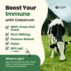 Immerge Health colostrum powder in smoothie glass blends smoothly.