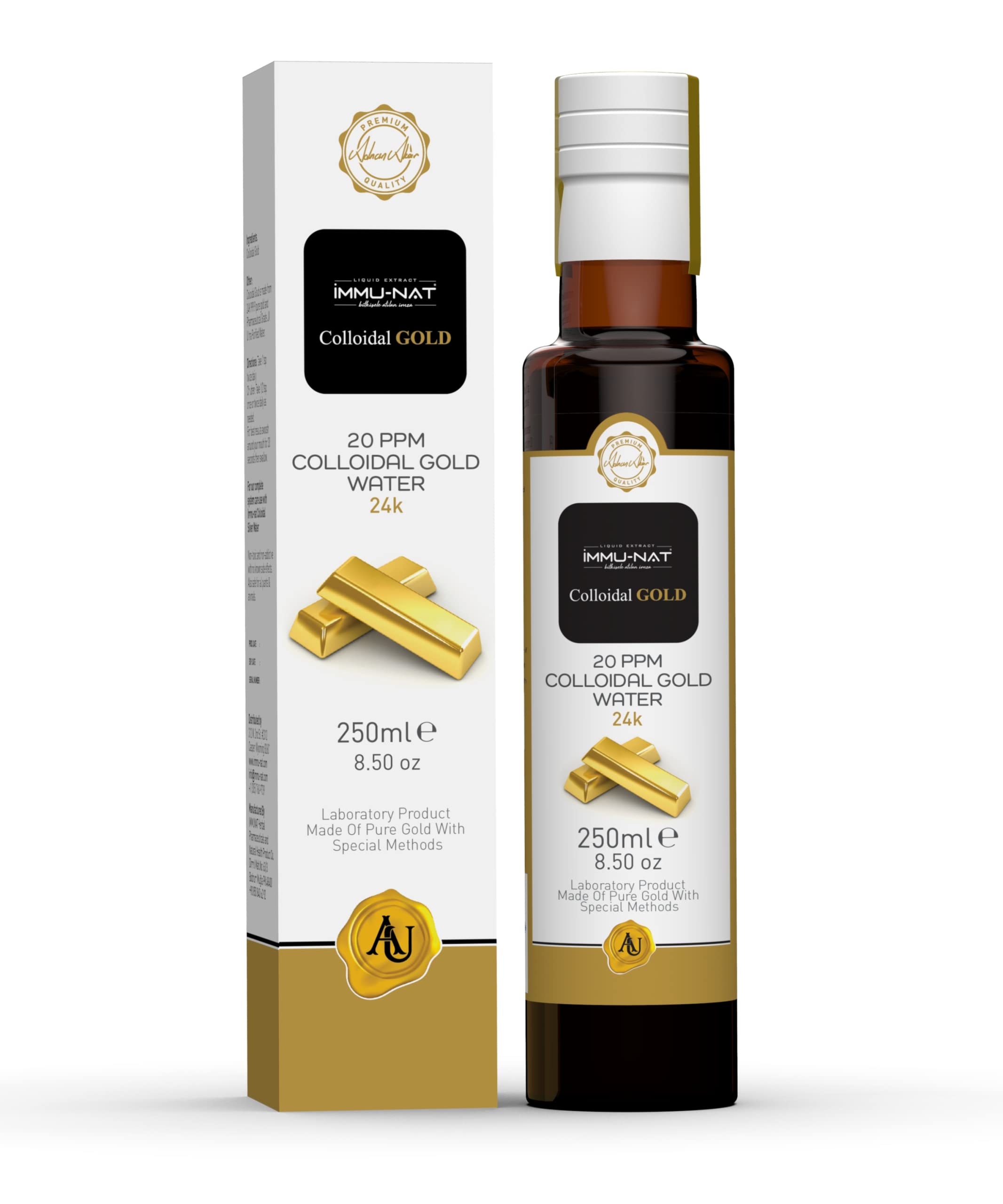 Immu-nat 24K gold water bottle ready for daily focus and calm routines