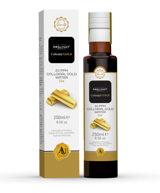 Immu-nat 24K gold water bottle ready for daily focus and calm routines