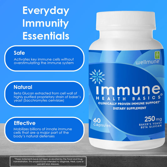 Immune Health Basics beta-glucan capsules for easy daily use.