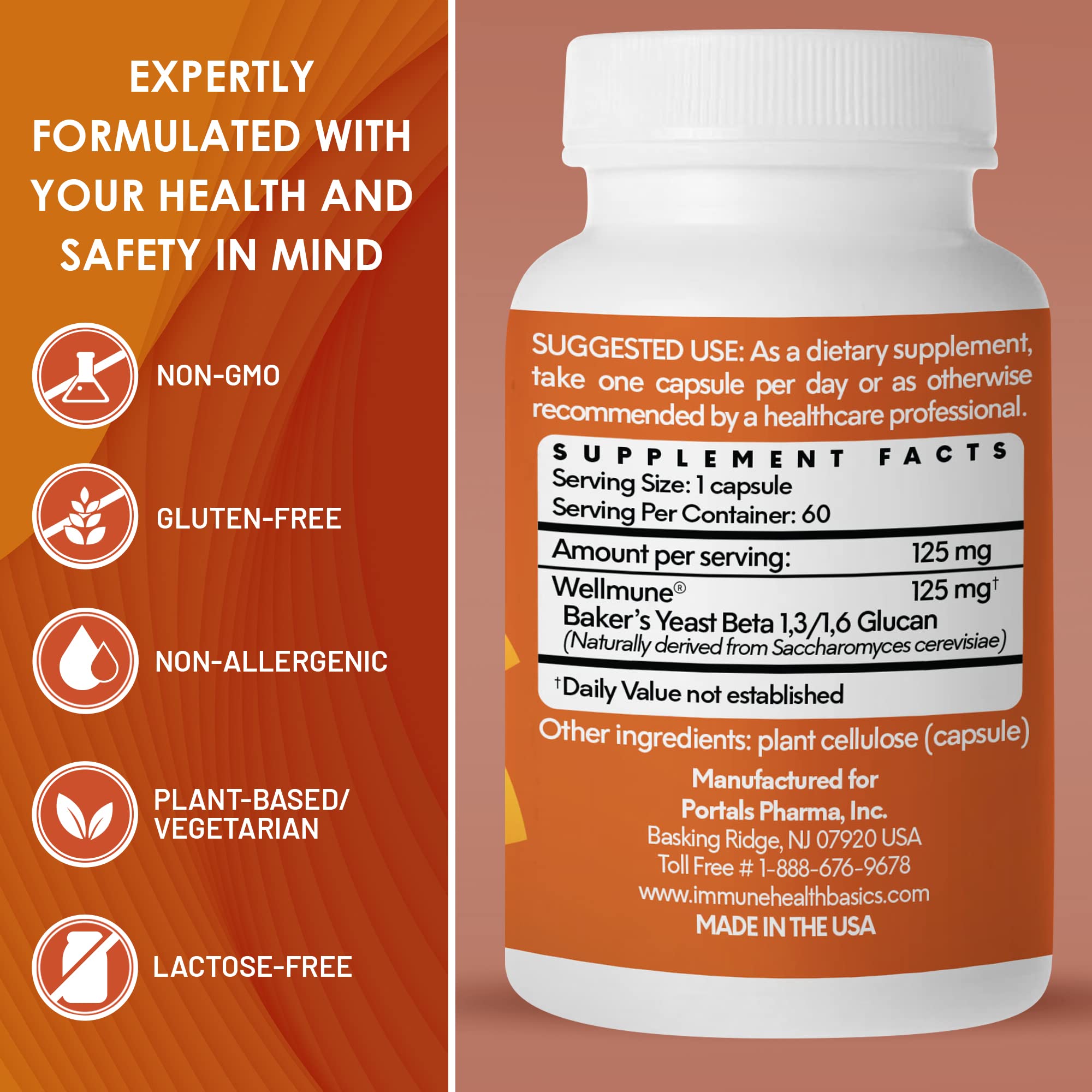 Immune Health Basics clinical research label emphasizing studied beta glucan benefits