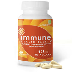 Immune Health Basics Ultra Strength bottle showing beta glucan capsules for daily immune support