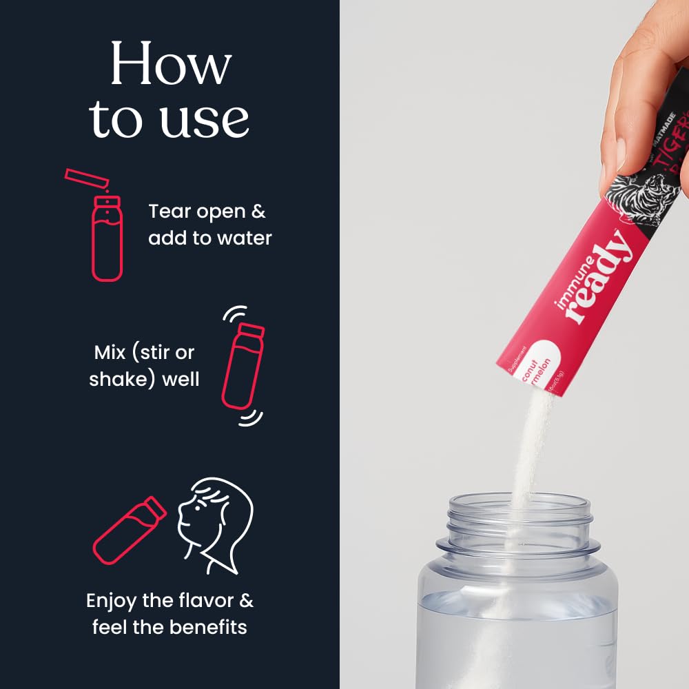 Immune Ready electrolytes packets after a workout in a sports bottle.