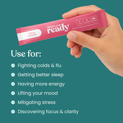 Immune Ready travel packets scene highlights convenient hydration anywhere