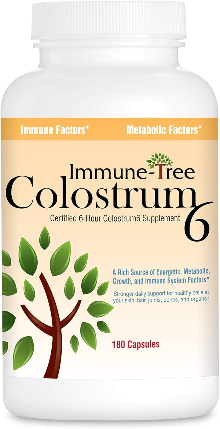 Immune-Tree colostrum bottle front showcasing pure bovine formula for daily immune support.