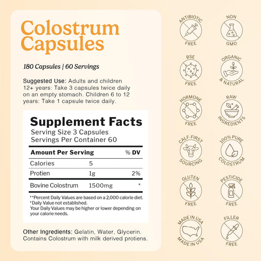 Immune-Tree colostrum capsules close-up highlighting convenient daily capsule form.
