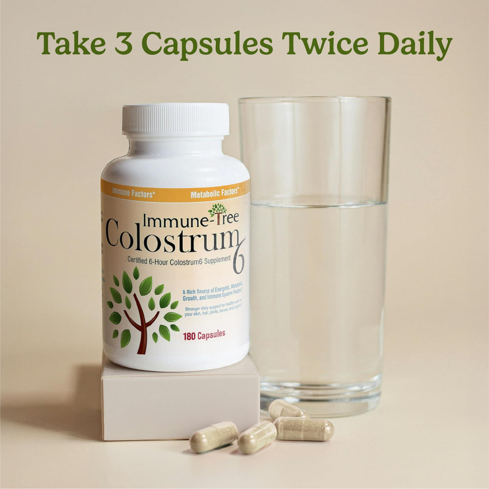 Immune-Tree capsules on a tray illustrating easy daily use in busy lifestyles.