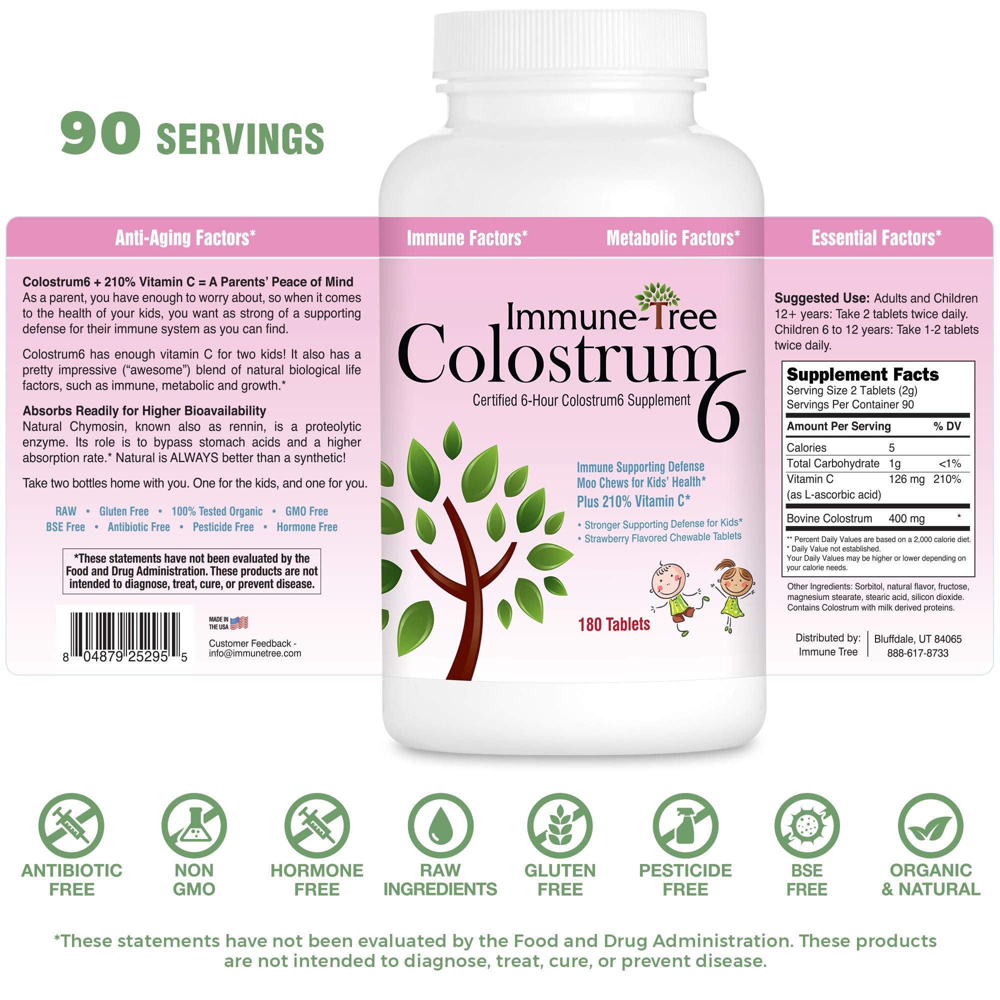 Immune-Tree Moo Chews for Kids bottle packaging enables easy daily dosing.