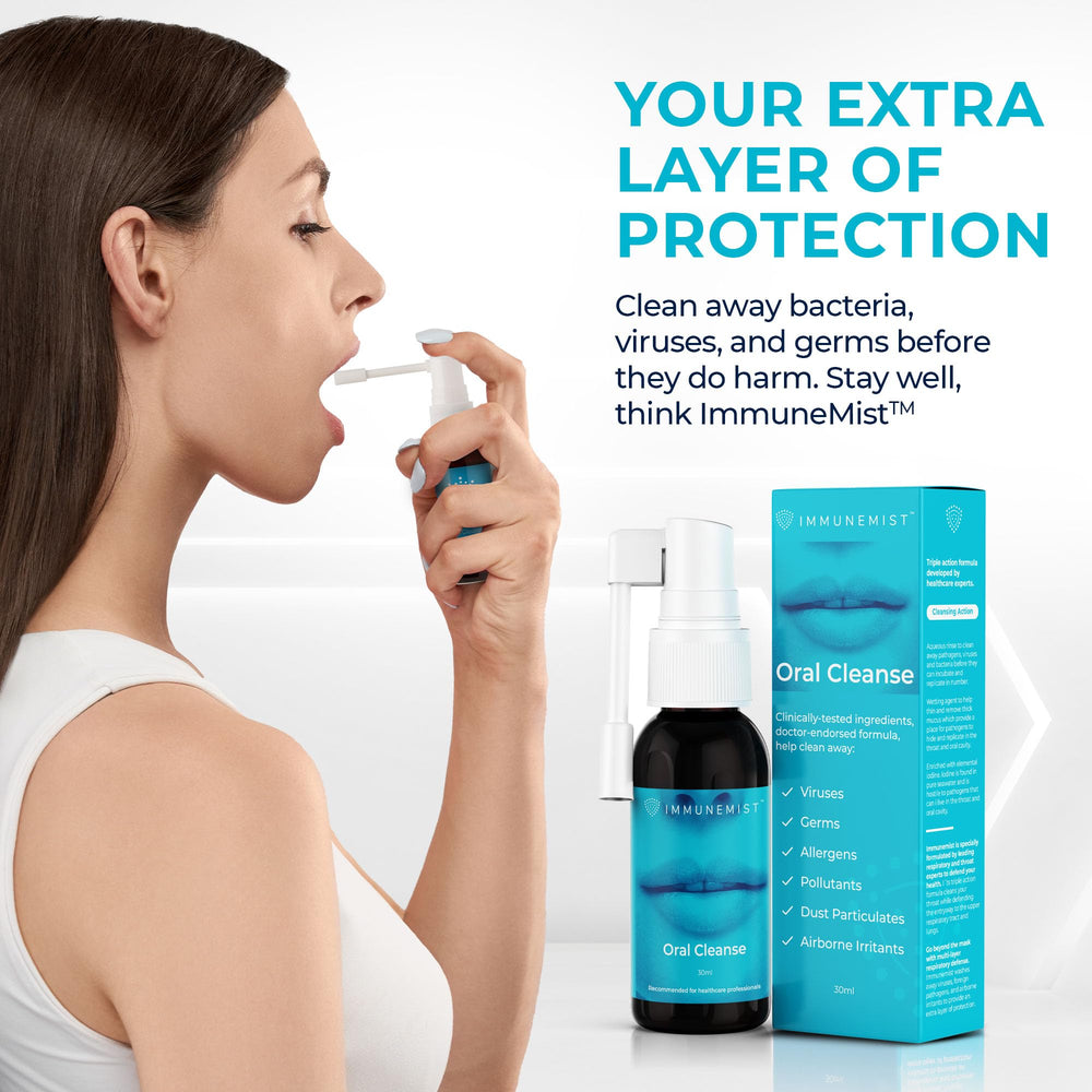 ImmuneMist iodine solution close-up highlighting its clear formula.