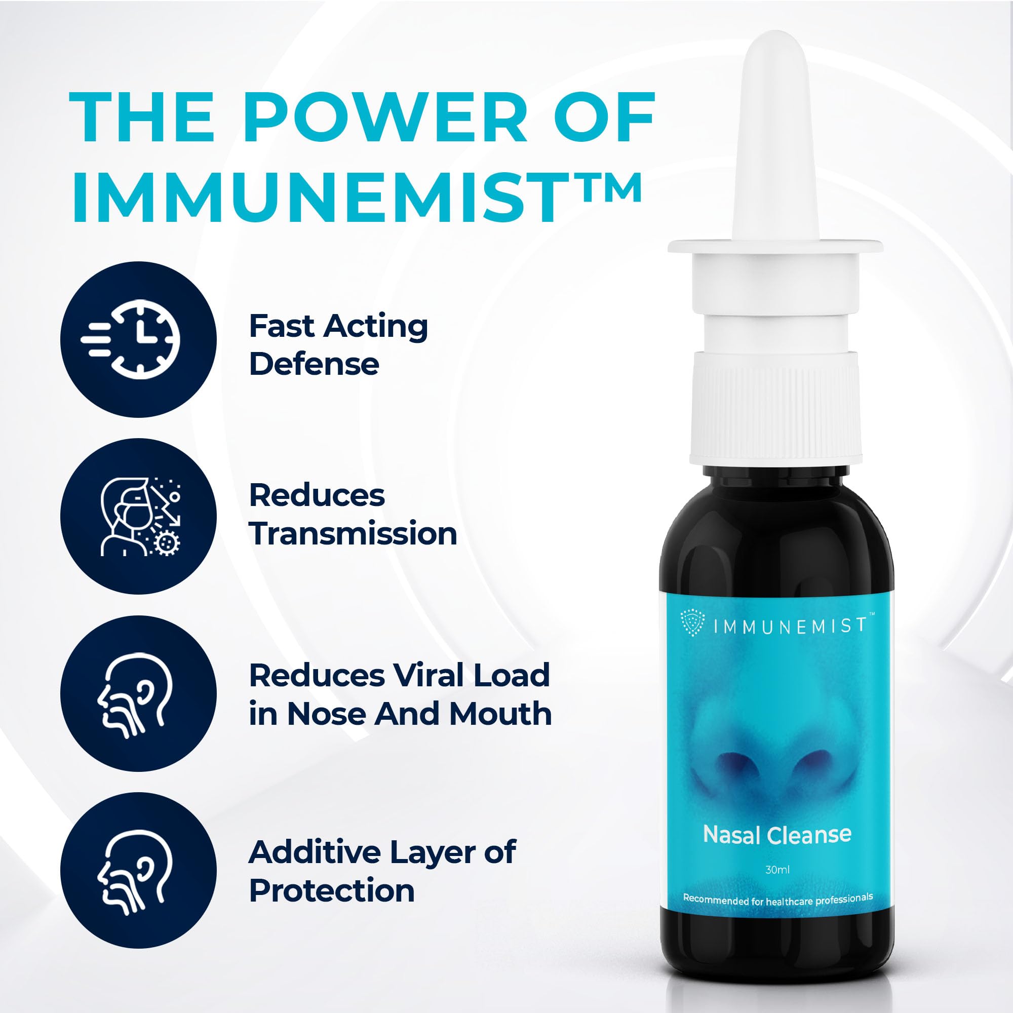 Person using ImmuneMist nasal spray for a refreshing cleanse.