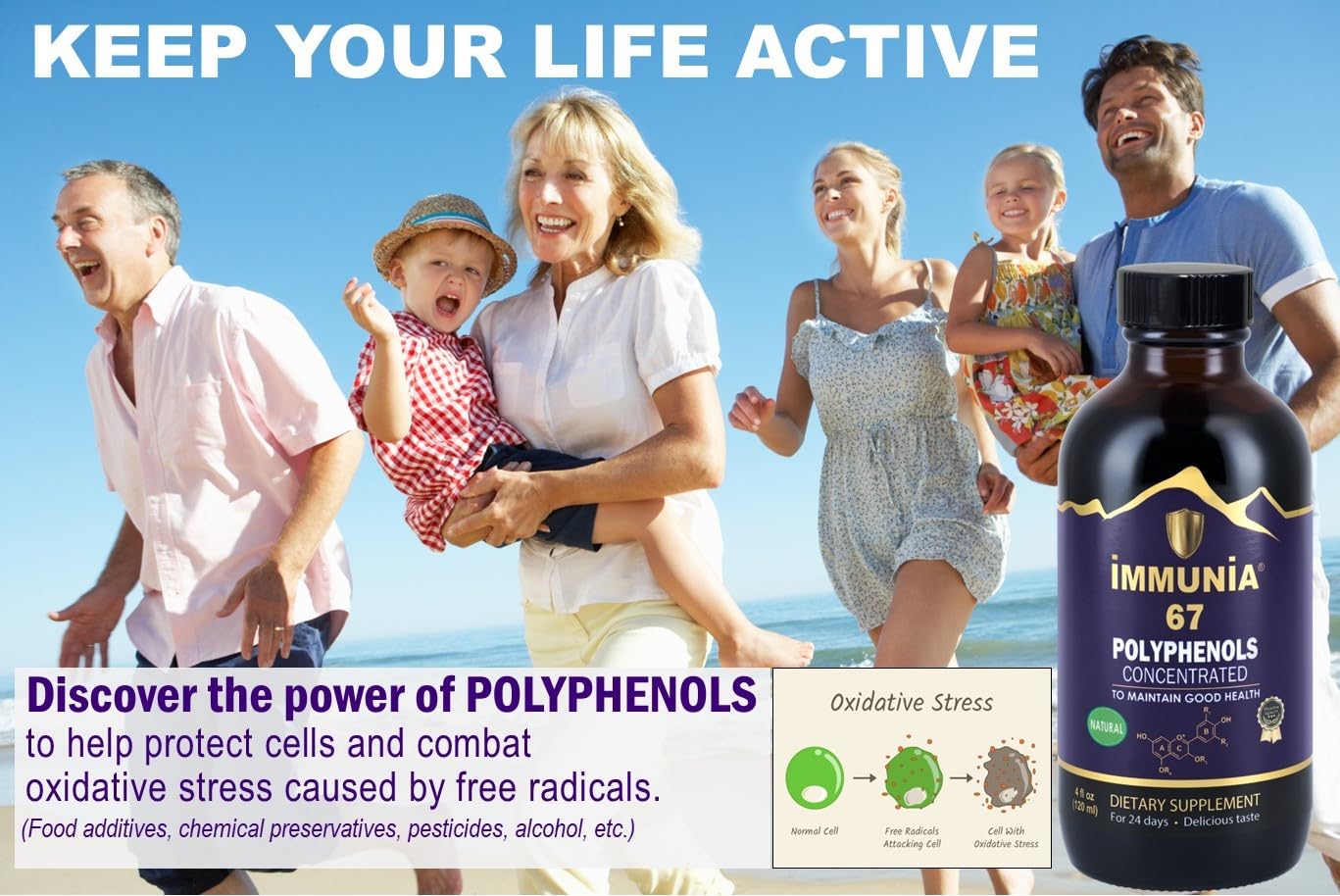 Immunia 67 dosing cup demonstrates simple 5 ml daily dosing.